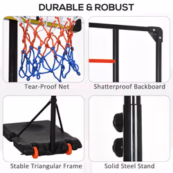 SPORTNOW Kids Adjustable Basketball Hoop and Stand w/ Wheels, 1.8-2m - Additional view 6