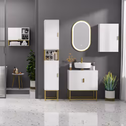 kleankin Freestanding Bathroom Cabinet Linen Towel w/ Adjustable Shelf, 2 Doors