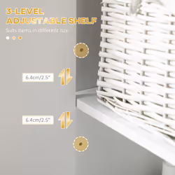 kleankin Freestanding Bathroom Cabinet Linen Towel w/ Adjustable Shelf, 2 Doors - Additional view 4