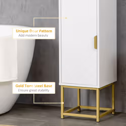 kleankin Freestanding Bathroom Cabinet Linen Towel w/ Adjustable Shelf, 2 Doors - Additional view 5