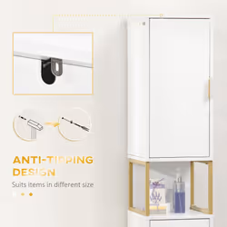 kleankin Freestanding Bathroom Cabinet Linen Towel w/ Adjustable Shelf, 2 Doors - Additional view 6