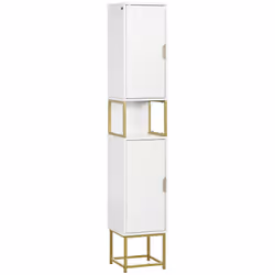 kleankin Freestanding Bathroom Cabinet Linen Towel w/ Adjustable Shelf, 2 Doors - Additional view 8