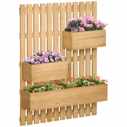 Outsunny Wooden Garden Planters with Trellis Wall-mounted Raised Garden Bed - Additional view 8