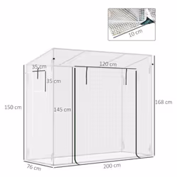 Outsunny 200x76x168cm Walk-in Garden Greenhouse Plant Warm House w/ Roll Up Door - Additional view 4
