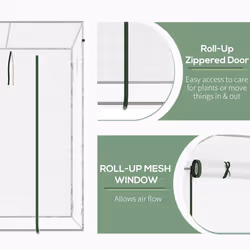 Outsunny 200x76x168cm Walk-in Garden Greenhouse Plant Warm House w/ Roll Up Door - Additional view 5