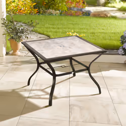 Outsunny Garden Table with Parasol Hole w/ PC Board Tabletop for 4 Persons