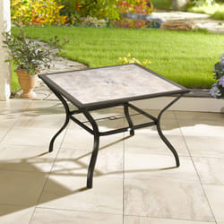 Outsunny Garden Table with Parasol Hole w/ PC Board Tabletop for 4 Persons