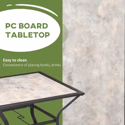 Outsunny Garden Table with Parasol Hole w/ PC Board Tabletop for 4 Persons