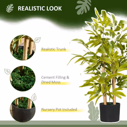 HOMCOM Potted Artificial Plants Bamboo Tree for Desk Indoor Outdoor, 60cm