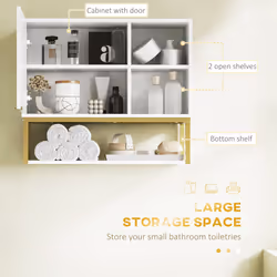 kleankin Bathroom Wall Cabinet with Adjustable Shelf for Hallway, Living Room