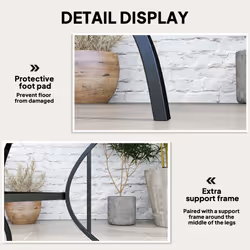 Outsunny Garden Table with Parasol Hole for Four, Slatted Metal Plate Top Black - Additional view 4