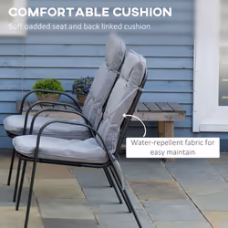 Outsunny 7 PCs Garden Dining Set w/ Umbrella Hole & Cushion, Grey - Additional view 8