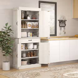 HOMCOM 180cm Kitchen Pantry Storage Cabinet Server Food Organizer, White - Additional view 5