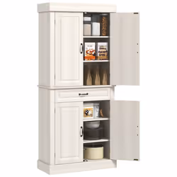 HOMCOM 180cm Kitchen Pantry Storage Cabinet Server Food Organizer, White - Additional view 8