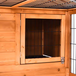 PawHut Wooden Rabbit Hutch Detachable Pet House with Openable Run & Roof - Additional view 6