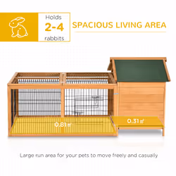 PawHut Wooden Rabbit Hutch Detachable Pet House with Openable Run & Roof - Additional view 7