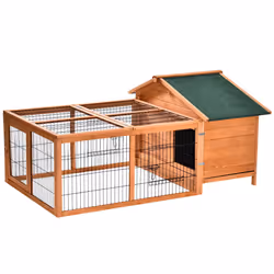 PawHut Wooden Rabbit Hutch Detachable Pet House with Openable Run & Roof - Additional view 8
