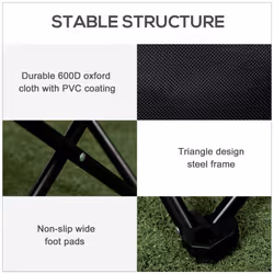 Outsunny Folding Camping Chair with Carrying Bag and Storage Pocket, Black - Additional view 4