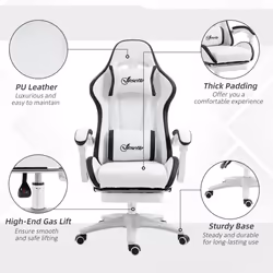 Vinsetto Racing Style Gaming Chair with Reclining Function Footrest, Black - Additional view 5
