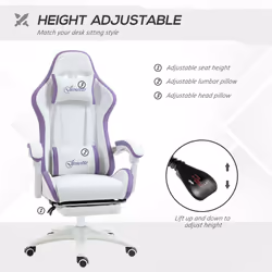 Vinsetto Racing Style Gaming Chair with Reclining Function Footrest, Purple