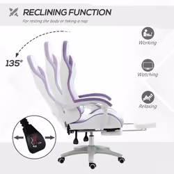 Vinsetto Racing Style Gaming Chair with Reclining Function Footrest, Purple - Additional view 4