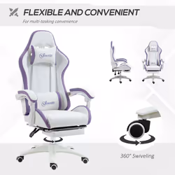 Vinsetto Racing Style Gaming Chair with Reclining Function Footrest, Purple - Additional view 5