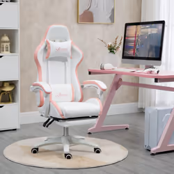 Vinsetto Racing Style Gaming Chair with Reclining Function Footrest, Pink