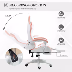 Vinsetto Racing Style Gaming Chair with Reclining Function Footrest, Pink - Additional view 4