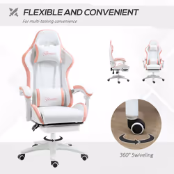 Vinsetto Racing Style Gaming Chair with Reclining Function Footrest, Pink - Additional view 5