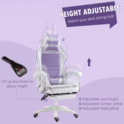 Vinsetto Racing Style Gaming Chair with Footrest Removable Rabbit Ears, Purple