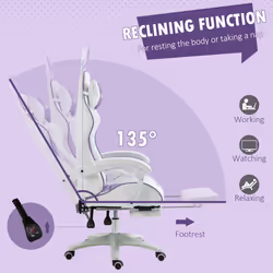 Vinsetto Racing Style Gaming Chair with Footrest Removable Rabbit Ears, Purple - Additional view 4