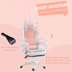 Vinsetto Racing Style Gaming Chair with Footrest Removable Rabbit Ears, Pink