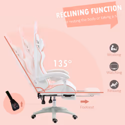 Vinsetto Racing Style Gaming Chair with Footrest Removable Rabbit Ears, Pink - Additional view 4