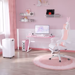 Vinsetto Racing Style Gaming Chair with Footrest Removable Rabbit Ears, Pink - Additional view 8
