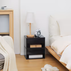 HOMCOM Floating Bedside Table Set of 2 Wall Mounted Nightstand W/ Drawer Black - Additional view 5
