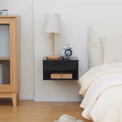 HOMCOM Floating Bedside Table Set of 2 Wall Mounted Nightstand W/ Drawer Black - Additional view 6