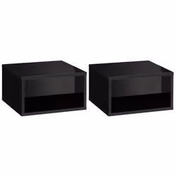 HOMCOM Floating Bedside Table Set of 2 Wall Mounted Nightstand W/ Drawer Black - Additional view 8