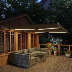 Outsunny 4x3m Full Cassette Electric/Manual Retractable Awning w/ LED Light