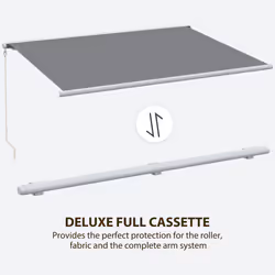 Outsunny 4x3m Full Cassette Electric/Manual Retractable Awning w/ LED Light