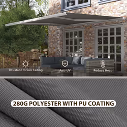 Outsunny 4x3m Full Cassette Electric/Manual Retractable Awning w/ LED Light - Additional view 4
