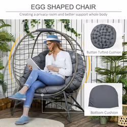 Outsunny Rattan Egg Chair Wicker Basket Chair with Cushion Bottle Holder Bag - Additional view 4