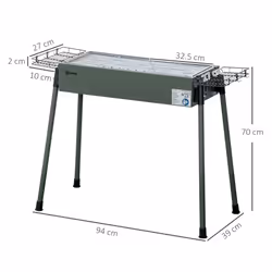Outsunny Portable Charcoal Barbecue Grill with Seasoning Baskets and Hooks - Additional view 7