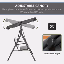 Outsunny 3-Seater Rattan Swing Chair, Hanging Bench w/ Stand, Adjustable Canopy