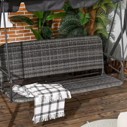 Outsunny 3-Seater Rattan Swing Chair, Hanging Bench w/ Stand, Adjustable Canopy - Additional view 5