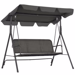 Outsunny 3-Seater Rattan Swing Chair, Hanging Bench w/ Stand, Adjustable Canopy - Additional view 8
