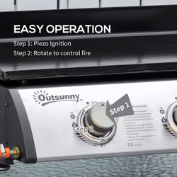 Outsunny Portable Gas Plancha BBQ Grill with 3 Stainless Steel Burner, 9kw - Additional view 4