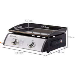 Outsunny Portable Gas Plancha BBQ Grill with 2 Stainless Steel Burner, 6kW - Additional view 8