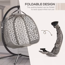 Outsunny Double Hanging Swing Chair w/ Stand & Cup Holders, Brown