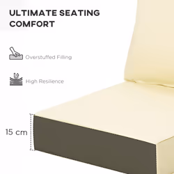 Outsunny Outdoor Seat and Back Cushion Set, Deep Seating Chair Cushion, Beige - Additional view 4