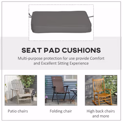 Outsunny Set of 6 Chair Cushion Seat Pads Dining Chair w/ Straps Outdoor Grey - Additional view 4
